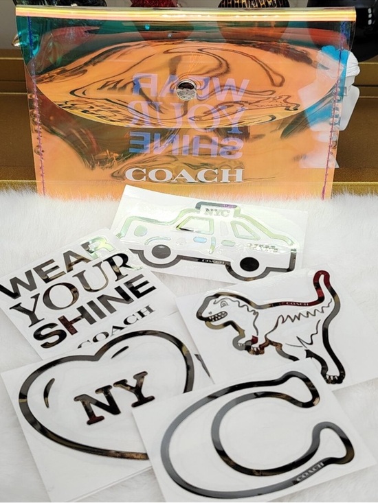 Coach Accessories - Coach iridescent transparent pouch with stickers featuring REXY taxi cab